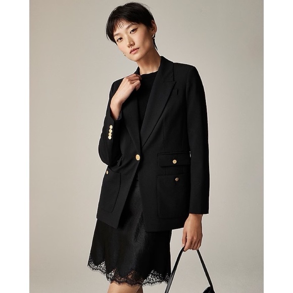 NWT!! J. CREW Vivienne Blazer Italian Bi-Stretch Wool Blend Black Preppy Size 16 - Picture 1 of 16